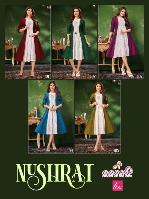 Nushrat by Aanchi kurtis Liva reyon printed kurti catalogue at affordaable rate kurtis catalogs