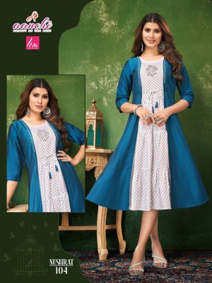 Nushrat by Aanchi kurtis Liva reyon printed kurti catalogue at affordaable rate kurtis catalogs