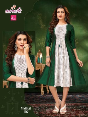 Nushrat by Aanchi kurtis Liva reyon printed kurti catalogue at affordaable rate kurtis catalogs