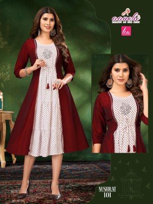 Nushrat by Aanchi kurtis Liva reyon printed kurti catalogue at affordaable rate kurtis catalogs