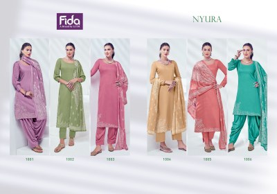 Nyura by Fida fancy embroidered unstitched salwar suit catalogue at affordable rate salwar kameez catalogs