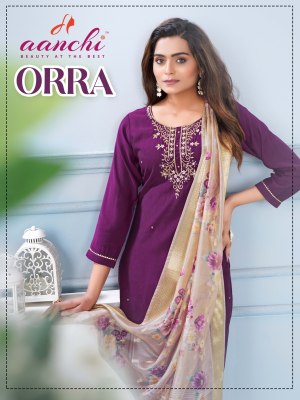 ORRA by Aanchi kurti handwork kurti with pant and dupatta catalogue at affordable ra Aanchi 