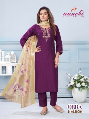 ORRA by Aanchi kurti handwork kurti with pant and dupatta catalogue at affordable ra readymade suit catalogs