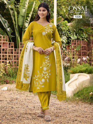 OSSM Noor Embroidered Viscose Vatican Silk Suit And Pant With Pocket Set with Digital Printed Dupatta Wholesale kurtis catalogs