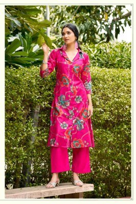 OSSM Rosy Vol 02 A Line Kurti Pant Vatican Discharge Print Top with Viscose Vatican Silk Bottom Wholesale kurtis catalogs