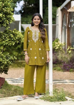 Ossm Vama Vol 4 Fancy Co ord Set featuring Viscos Vetican Silk heavy Top and pant with pockets Wholesale kurtis kurtis catalogs