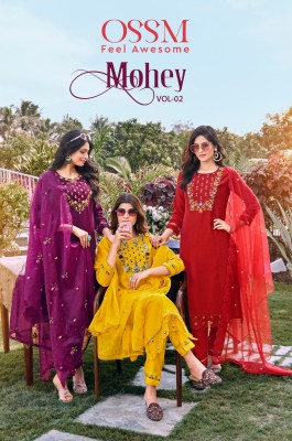 OSSM by Mohey Vol 2 viscose roman silk fancy kurti pant and dupatta catalogue Ossm Kurti catalogue