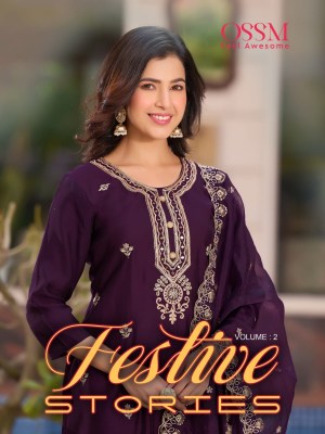 OSSM present Festive stories vol 2 heavy embroidered readymade suit catalogue at affordable rate Ossm Kurti catalogue