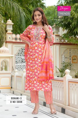 Odhani by Diya Trends cotton printed classy kurti pant and dupatta catalogue at affordable rate readymade suit catalogs