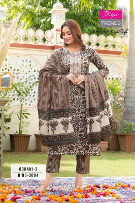 Odhani by Diya Trends cotton printed classy kurti pant and dupatta catalogue at affordable rate readymade suit catalogs