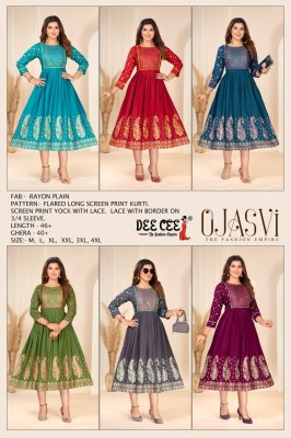 Ojasvi by Deecee Flared Long Screen Printed kurti with Wholesaler kurtis catalogs