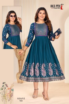 Ojasvi by Deecee Flared Long Screen Printed kurti with Wholesaler kurtis catalogs