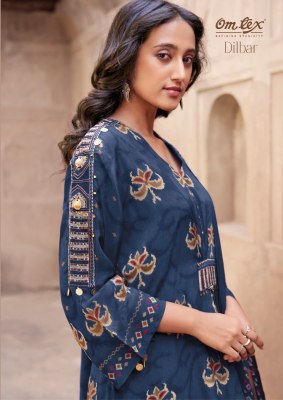 Om tex by Dilbar present natural crepe digital print with embroidered unstitched dress material at low rate Om Tex 