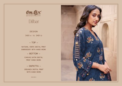 Om tex by Dilbar present natural crepe digital print with embroidered unstitched dress material at low rate salwar kameez catalogs