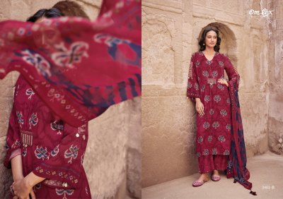 Om tex by Dilbar present natural crepe digital print with embroidered unstitched dress material at low rate salwar kameez catalogs