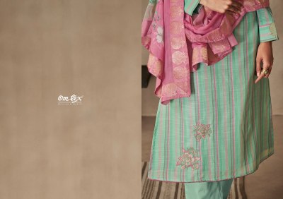 Om tex by Prashansha muslin linen digital printed with embroidered unstitched dress material catalogue at low rate dress material catalogs