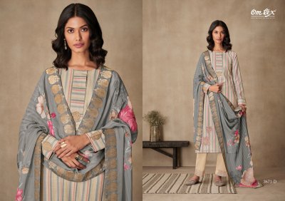 Om tex by Prashansha muslin linen digital printed with embroidered unstitched dress material catalogue at low rate dress material catalogs