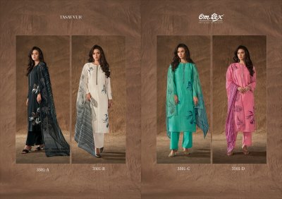 Om tex by Tasavvur dasy silk digital printed with hand work unstitched suit material catalogue at low rate salwar kameez catalogs