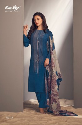 Om tex by Yara Natural crepe digital printed with hand work unstitched dress material catalogue Om Tex 