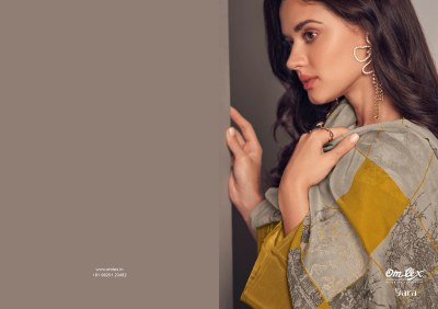 Om tex by Yara Natural crepe digital printed with hand work unstitched dress material catalogue salwar kameez catalogs