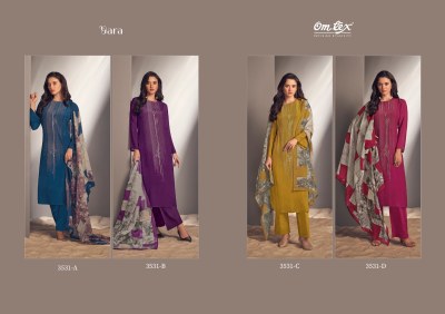 Om tex by Yara Natural crepe digital printed with hand work unstitched dress material catalogue salwar kameez catalogs