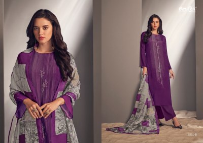 Om tex by Yara Natural crepe digital printed with hand work unstitched dress material catalogue salwar kameez catalogs