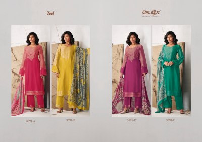 Om tex by Zeel fancy muslin jacquard fancy unstitched suit material at amaviexpo salwar kameez catalogs