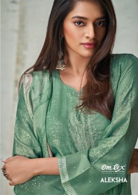 Omtex by Aleksha mayfair silk jacquard unstitched salwar suit catalogue at low rate  Om Tex 