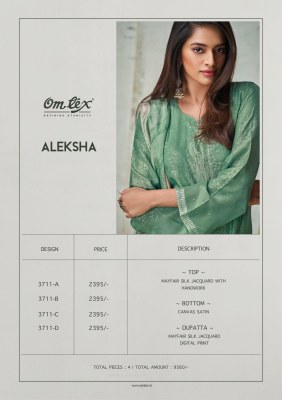 Omtex by Aleksha mayfair silk jacquard unstitched salwar suit catalogue at low rate  salwar kameez catalogs