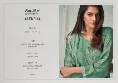 Omtex by Aleksha mayfair silk jacquard unstitched salwar suit catalogue at low rate  salwar kameez catalogs