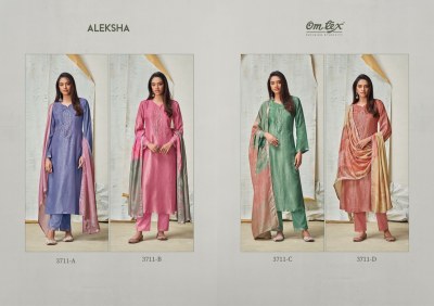 Omtex by Aleksha mayfair silk jacquard unstitched salwar suit catalogue at low rate  salwar kameez catalogs