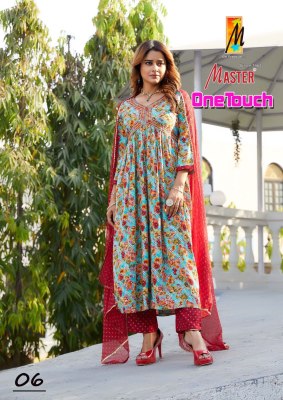 One touch by Master reyon foil print aaliya cut readymade suit catalogue at low rate Master