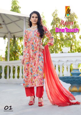 One touch by Master reyon foil print aaliya cut readymade suit catalogue at low rate readymade suit catalogs