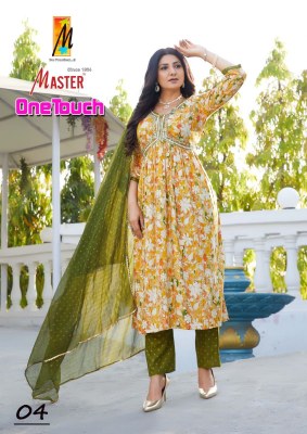 One touch by Master reyon foil print aaliya cut readymade suit catalogue at low rate readymade suit catalogs