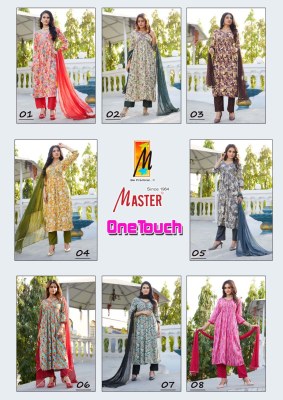 One touch by Master reyon foil print aaliya cut readymade suit catalogue at low rate readymade suit catalogs