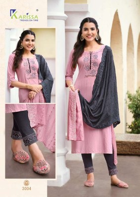 Opel vol 3 by Karissa preium pure viscous Kurti pant dupatta set catalogue wholesale price in India  kurtis catalogs