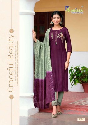 Opel vol 3 by Karissa preium pure viscous Kurti pant dupatta set catalogue wholesale price in India  kurtis catalogs