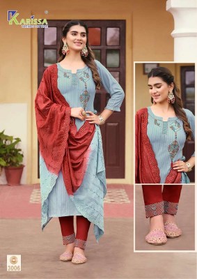 Opel vol 3 by Karissa preium pure viscous Kurti pant dupatta set catalogue wholesale price in India  kurtis catalogs