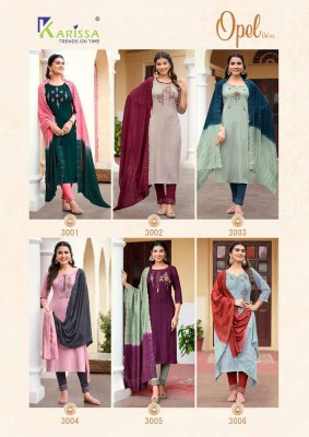 Opel vol 3 by Karissa preium pure viscous Kurti pant dupatta set catalogue wholesale price in India  kurtis catalogs