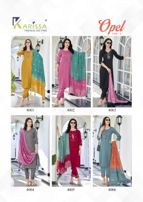 Opel vol 4 by Krissa premium reyon kurti pant and dupatta catalogue at affordable rate  readymade suit catalogs