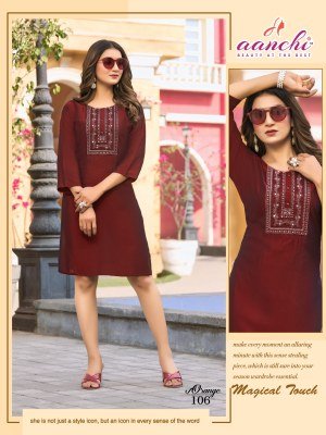 Orange by Aanchi Straight rangeela silk kurti catalogue at affordable rate kurtis catalogs