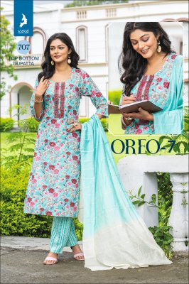 Oreo 7 by Kaya Heavy reyon printed Kurti pant and dupatta catalogue at amaviexpo readymade suit catalogs