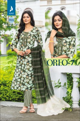 Oreo 7 by Kaya Heavy reyon printed Kurti pant and dupatta catalogue at amaviexpo readymade suit catalogs