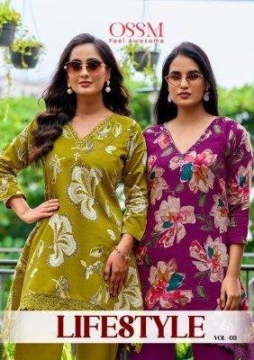 Ossm Lifestyle Vol 03 Festive Vetican Silk Print Kurti Mirror Embroidery And Lace Work Wholesale Product  kurtis catalogs