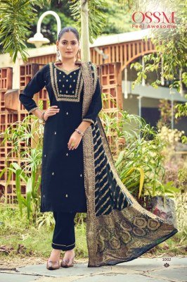 Ossm Monalisa Vol 07 Kurti Catalogs Premium Roman Silk 3 Piece Suit with Heavy Embroidery And Chanderi Jacquard Dupatta Wholesale  kurtis catalogs