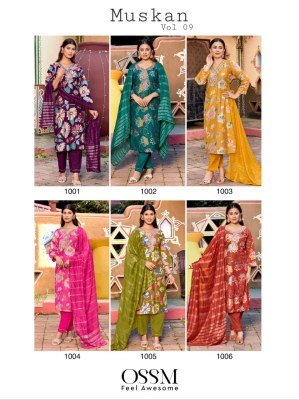 Ossm Muskan Vol 09 Embroidered Suit with Vetican Foil Print And Chanderi Jacquard Dupatta Wholesale kurtis catalogs