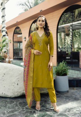 Ossm Rangat Festival Collection Premium Roman Silk Kurti Set with Heavy Embroidery Astar And Pant Pocket Jacquard Digital Print Dupatta Wholesale kurtis catalogs