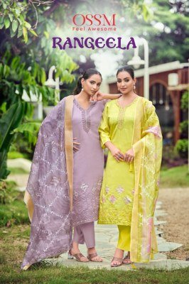 Ossm Rangeela Festive Charm Viscos Roman Silk Suit with Hand Embroidery And Designer Pocket Pant Dupatta Wholesale wholesale catalogs