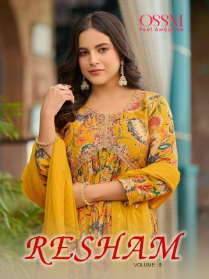 Ossm Resham Vol 8 Alia Cut Top Bottom Dupatta Set Wholesale Kurti catalogue  Ossm Kurti catalogue