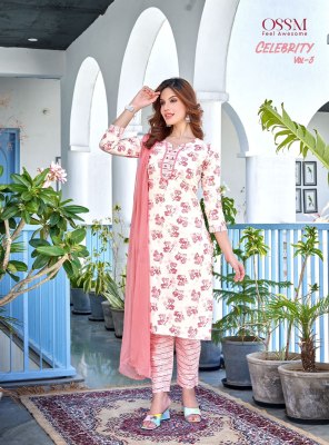 Ossm by Celebrity vol 3 cotton printed fancy kurti pant and dupatta catalogue readymade suit catalogs